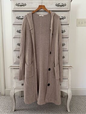 Vici Beige Cotton Knit Duster Cardigan